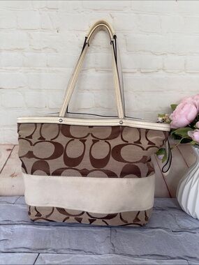 COACH Monogrammed CC handbag tan leather